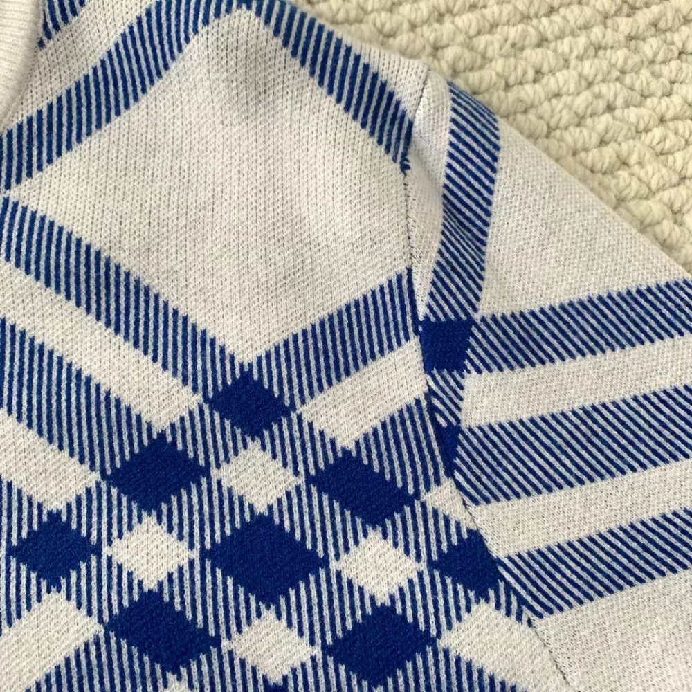 Burberry Blue and White Checkered Crewneck Sweater - Picture 5 of 9